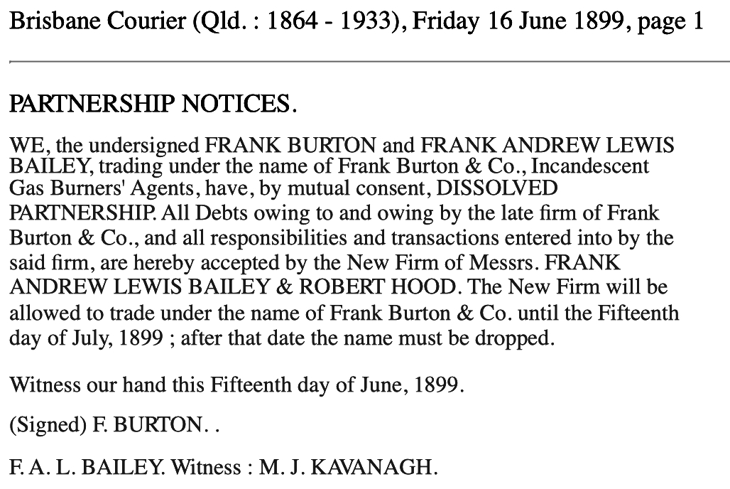 Frank Bailey in Queensland